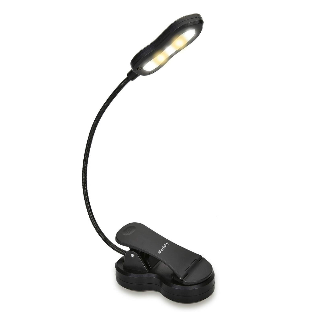 Merisky Rechargeable Book Light, LED Clip on Reading Light for Book in Bed, 3 Color 3 Brightness, Up to 60 Hours Eye Care Reading Lamp, Warm & White, Perfect for Bed Headboard & Travel