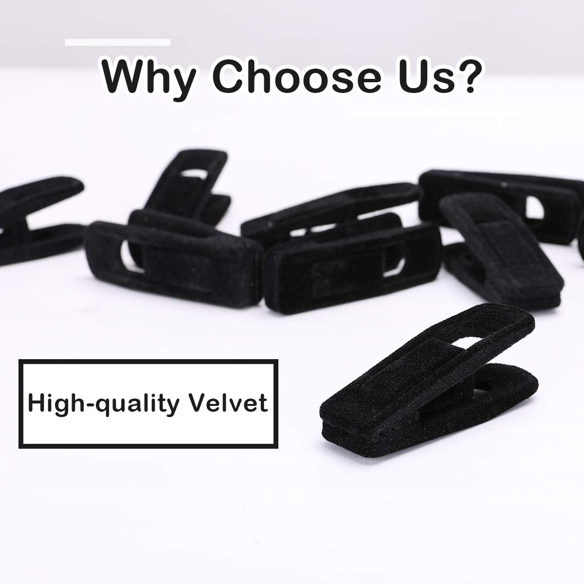 Trgowaul Velvet Hangers Clips, 20 Pack Black Pants Hangers Velvet Clips, Strong Finger Clips Perfect for Thin Velvet Hangers