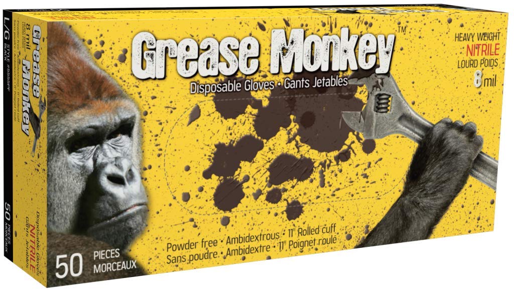 Grease Monkey 5555PF Nitrile 8mil Gloves, 50/box