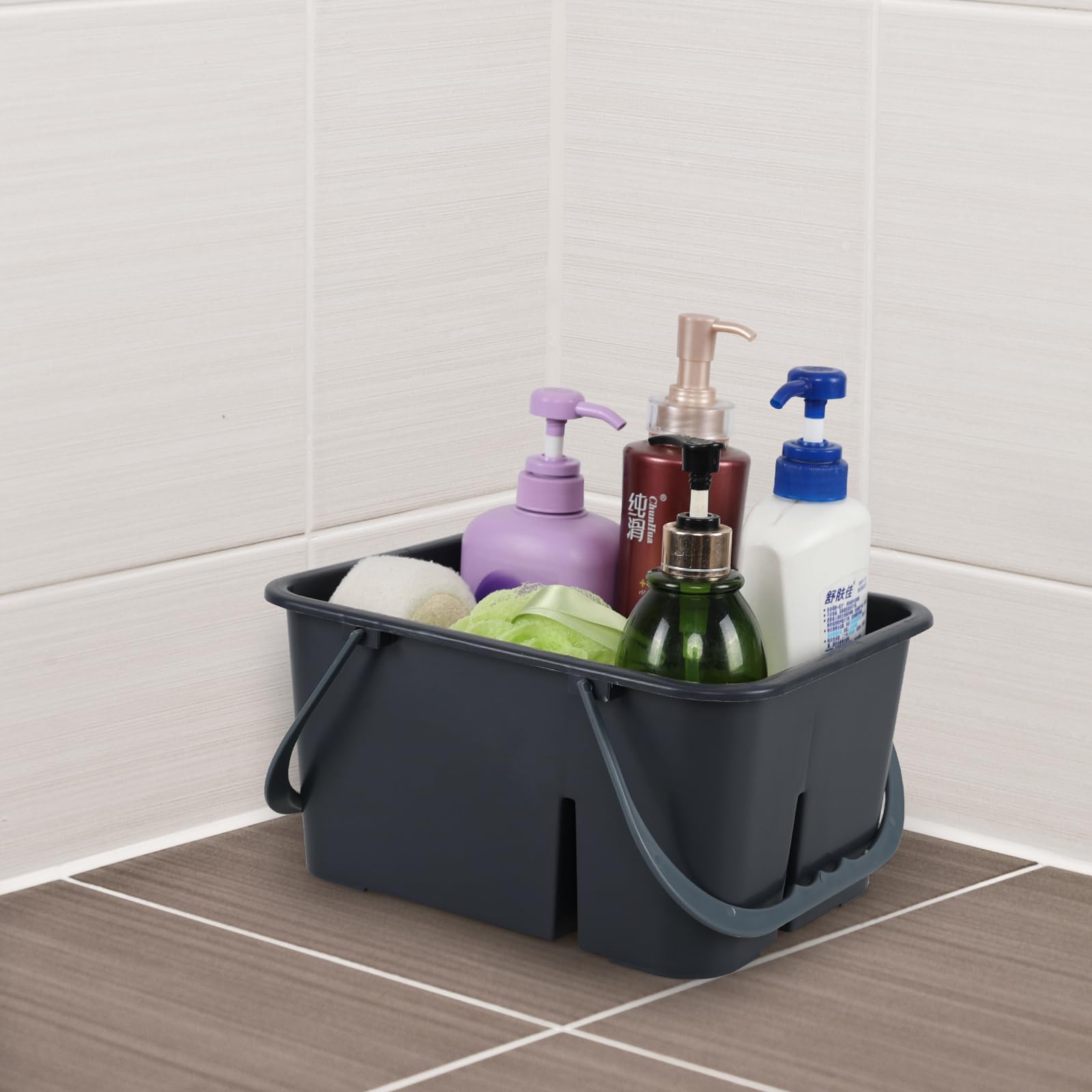 Bringer Plastic Cleaning Tool Storage Caddy, Cleaning Caddy Tote, Grey, 11.33" x 8.89" x 5.74"