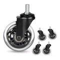 8T8 Replacement Office Chair Caster Wheels, M8-1 Threaded Stem Soft PU Rubber Safe for Hardwood Set of 5 (Black, Screw Stem)