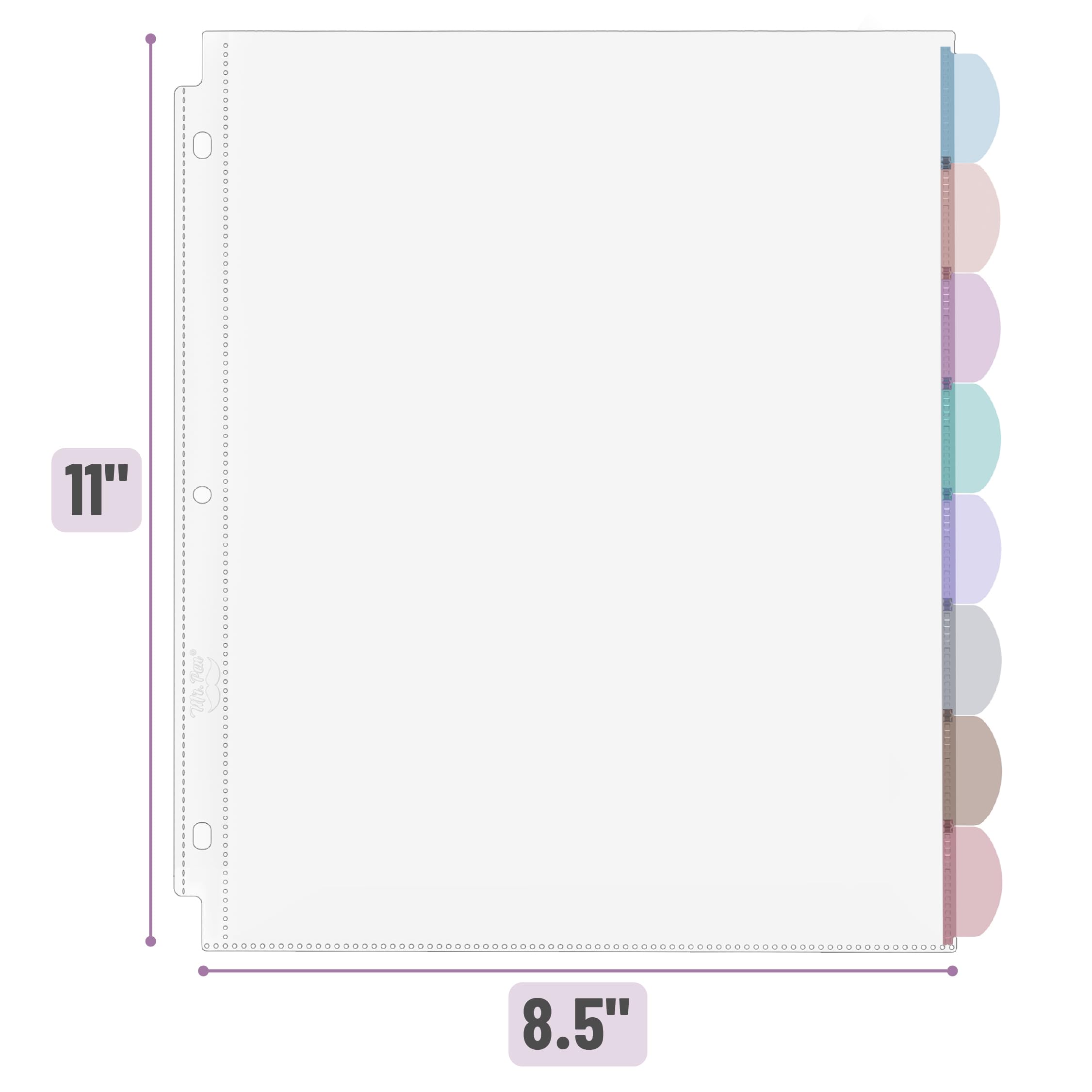 Mr. Pen- Clear Sheet Protectors with Tabs, 8 Tabs, 8 Sets, Clear Plastic Dividers for 3 Ring Binder, Insertable Index Page Divider Multicolor Tabs
