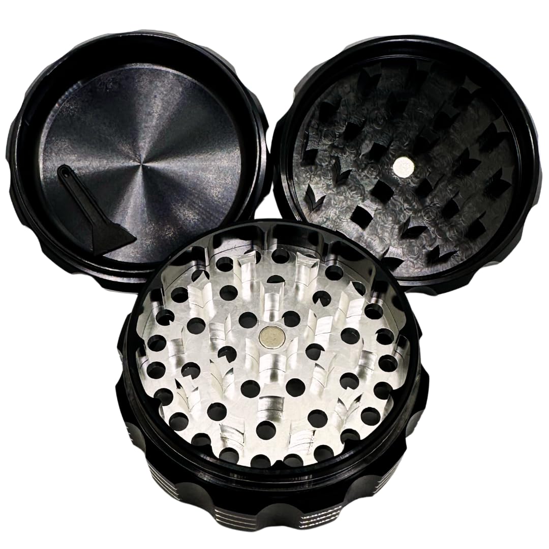 3 Inch herb grinder / 3 layer spice grinder - portable size allows for you to easily grind your herbs at home or on the go. Black Grinder is Aluminum Alloy (Black, 3 Inches) (NO Screen Catcher)