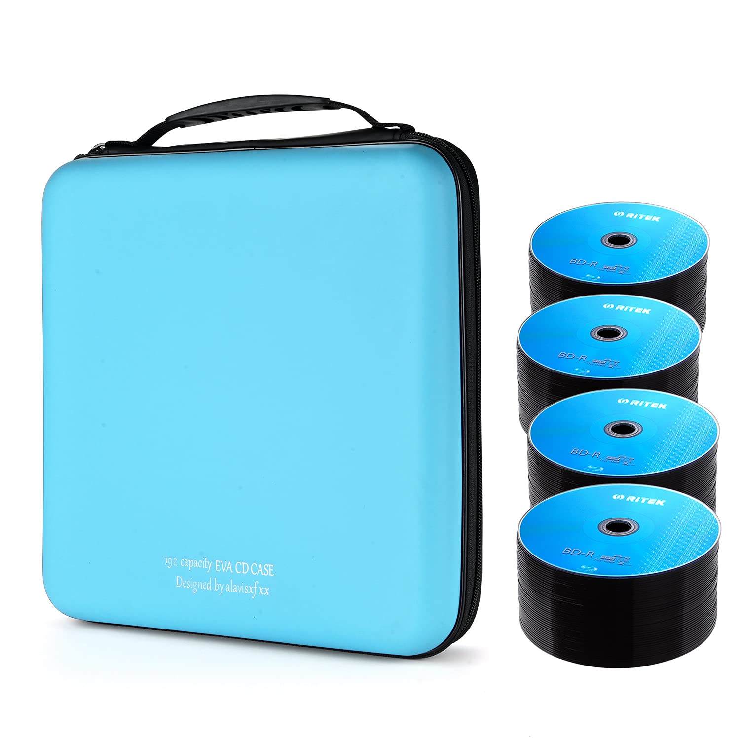 alavisxf xx CD Case, 192 Capacity Hard EVA Blu-ray Storage Orangier Wallet Bag Protable CD Case Holder for Car Home Travel (Sky Blue192, 192 Capacity)
