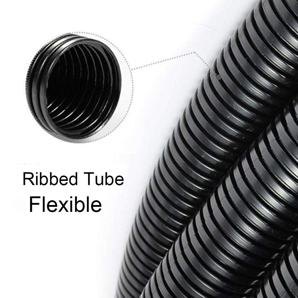 ZhiYo 100FT 1/4" Wire Loom Split Tubing Auto Wire Conduit Flexible Cover Black Cable Management