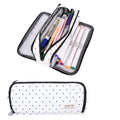 iSuperb Multi Compartments Pencil Case 3 Zippers Pencil Pouch Bag Square Grid Cosmetic Bags Organizer