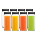 JoyJolt Glass Bottles, 16 oz Set of 8 With Caps and Labels for Fridge. Containers for Juice, Cold Brew, Smoothies