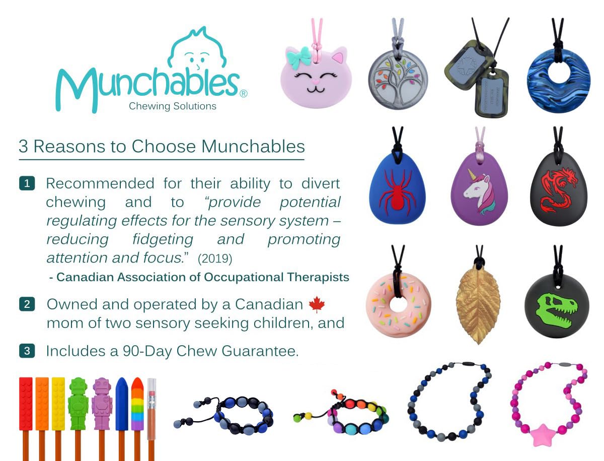 Munchables Chewable Sensory Pencil Toppers - Set of 10 Chewy Tubes