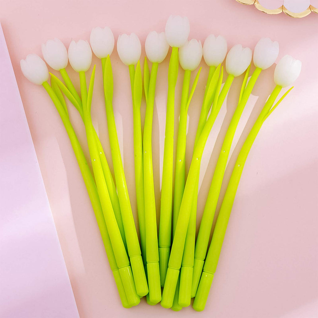 30 Pieces Color Changing Flower Pens, Gel Flower Pens 0.5mm Black Creative Gel Ink Rollerball Pen Tulip Ballpoint Pens Suitable for Home Office School Kids Teachers Present