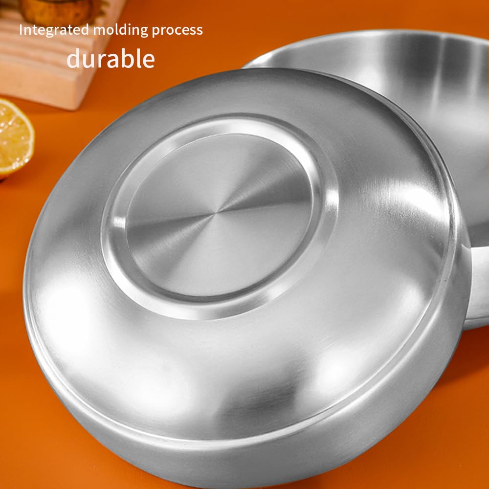 SANQIAHOME 1400ml/21cm Quality Double-Walled 18/8 Stainless Steel Large Salad Bowl,2pcs/Set, Heat-Insulated and Anti-Scald Large Soup Bowl,Silver