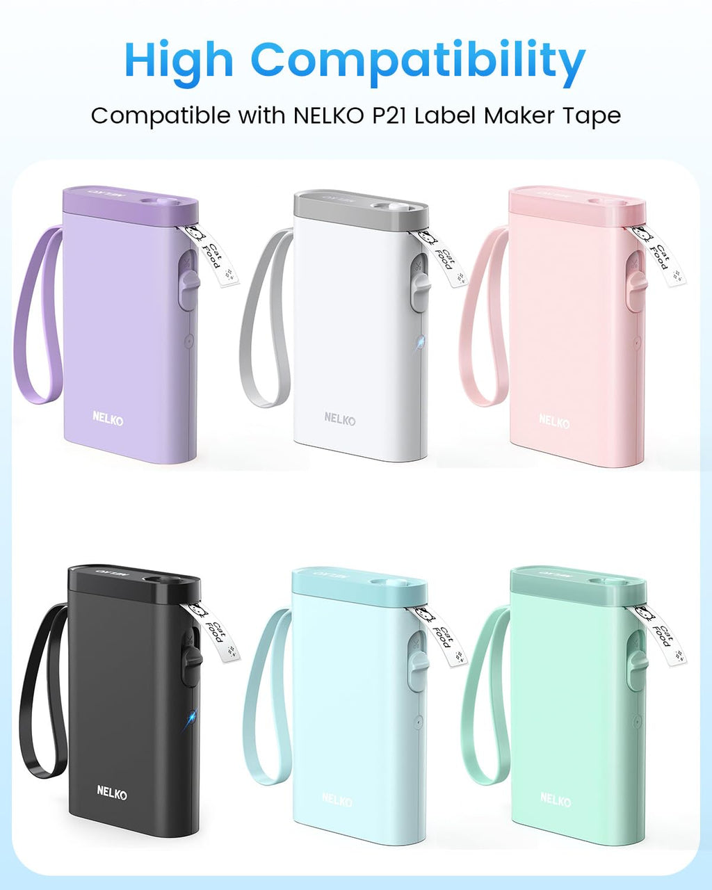 6 Rolls Compatible with Nelko P21 Label Maker Tape, White,14x40mm, Thermal Label Tape Replace for Nelko P21,NADAIIN N12,ORGBRO X1,ORGSTA S001, POLONO P31S Label Maker 180 Labels/Roll
