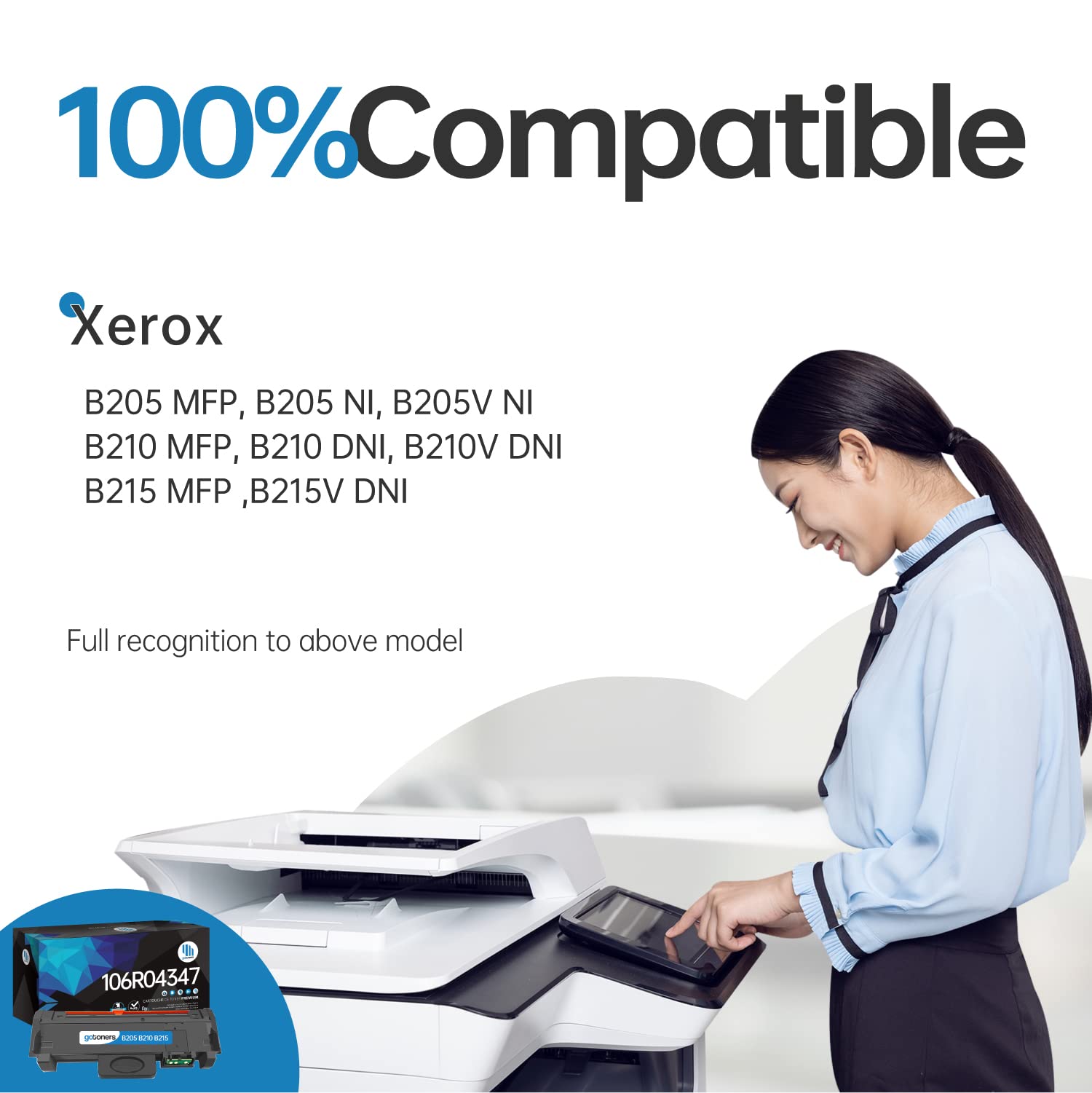 Gotoners B205 B210 B215 Toner Cartridge Replacement Compatible with Xerox B215 B215DNI B205 B205NI B210 B210DNI Printer High Yield 3000 Pages 106R04347