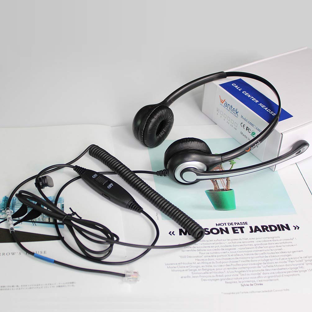 Wantek Cisco Phone Headset with Microphone Noise Cancelling, RJ9 Telephone Headsets Compatible with Cisco Office Phones 7940 7942 7945 7960 7962 7965 7811 7821 8811 8841 8845 8851 Plantronics M12 M22