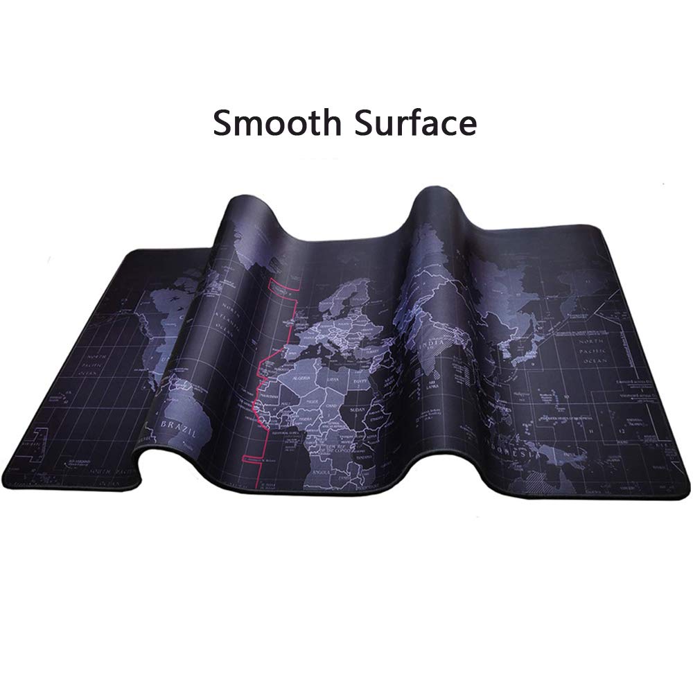 Gaming Mouse Pad Large Extended Mouse Mat with Stitched Edge Desk Mat Keyboard Pad for Laptop Computer Desktop PC Gamer Office and Home Non-Slip Rubber Mousepad (Map, 35.4" x 15.7")
