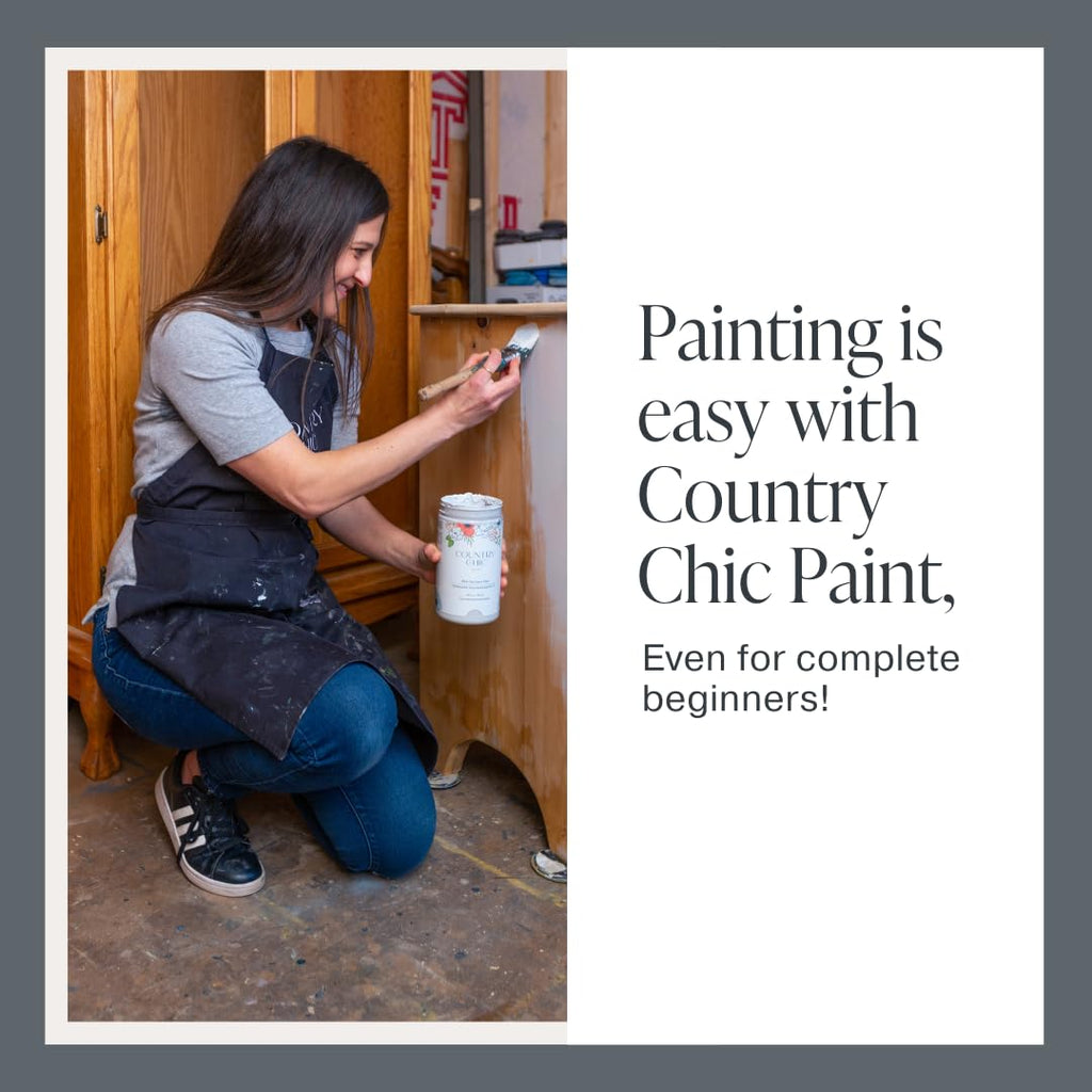 Country Chic All-in-One Chalk Paint for Furniture, Cabinets, Home Decor, Eco-Friendly, Matte Finish, Built-In Primer & Top Coat for Wood, Metal - Simplicity (White) - 8 oz (237 ml)