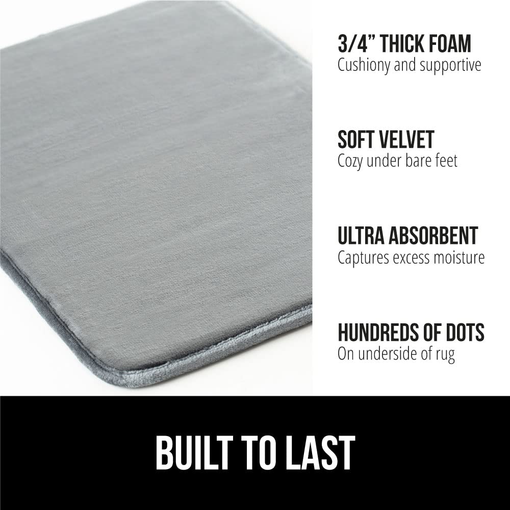 GORILLA GRIP Thick Memory Foam Bathroom Mat, 76x51 cm, Soft Absorbent Bathtub Mats, Durable Underside, Machine Washable Quick Dry Bathmat Rug, Shower and Tub Floor Rugs, Bath Accessories, Graphite