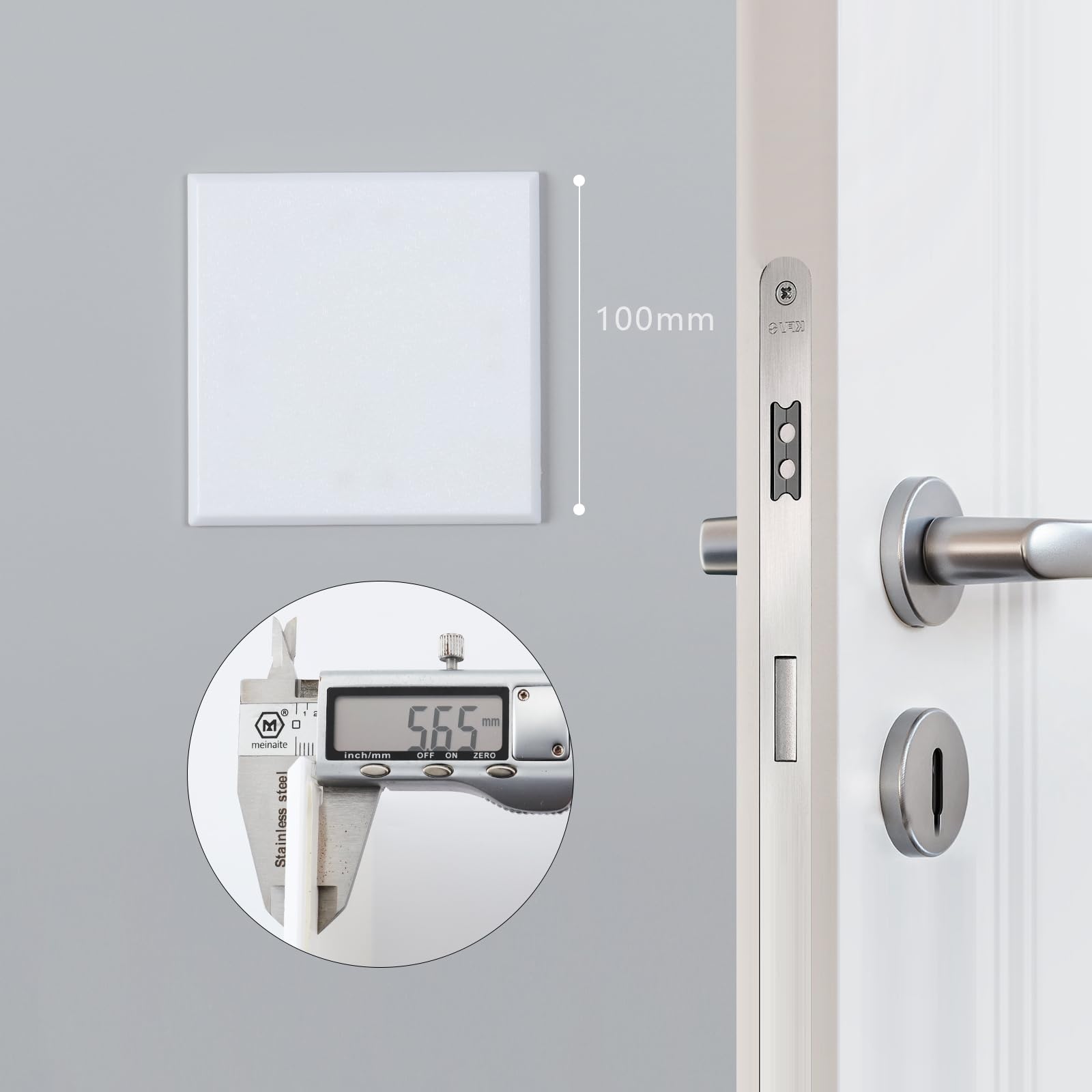 HOME MASTER HARDWARE Self Adhesive Wall Protector Square 4 inch, 10 Pack Door Handle Wall Shield Guard Door Stop, Rigid Vinyl Wall Protection Pad White 10 Pack