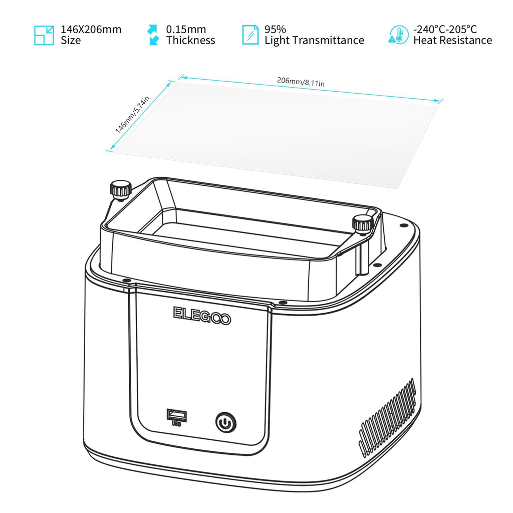 ELEGOO 3PCS FEP Release Film for Mars 4 & Mars 5 & Mars 5 Ultra LCD 3D Printer with 95% Light Transmittance, 206 * 146mm, 0.15mm Thickness