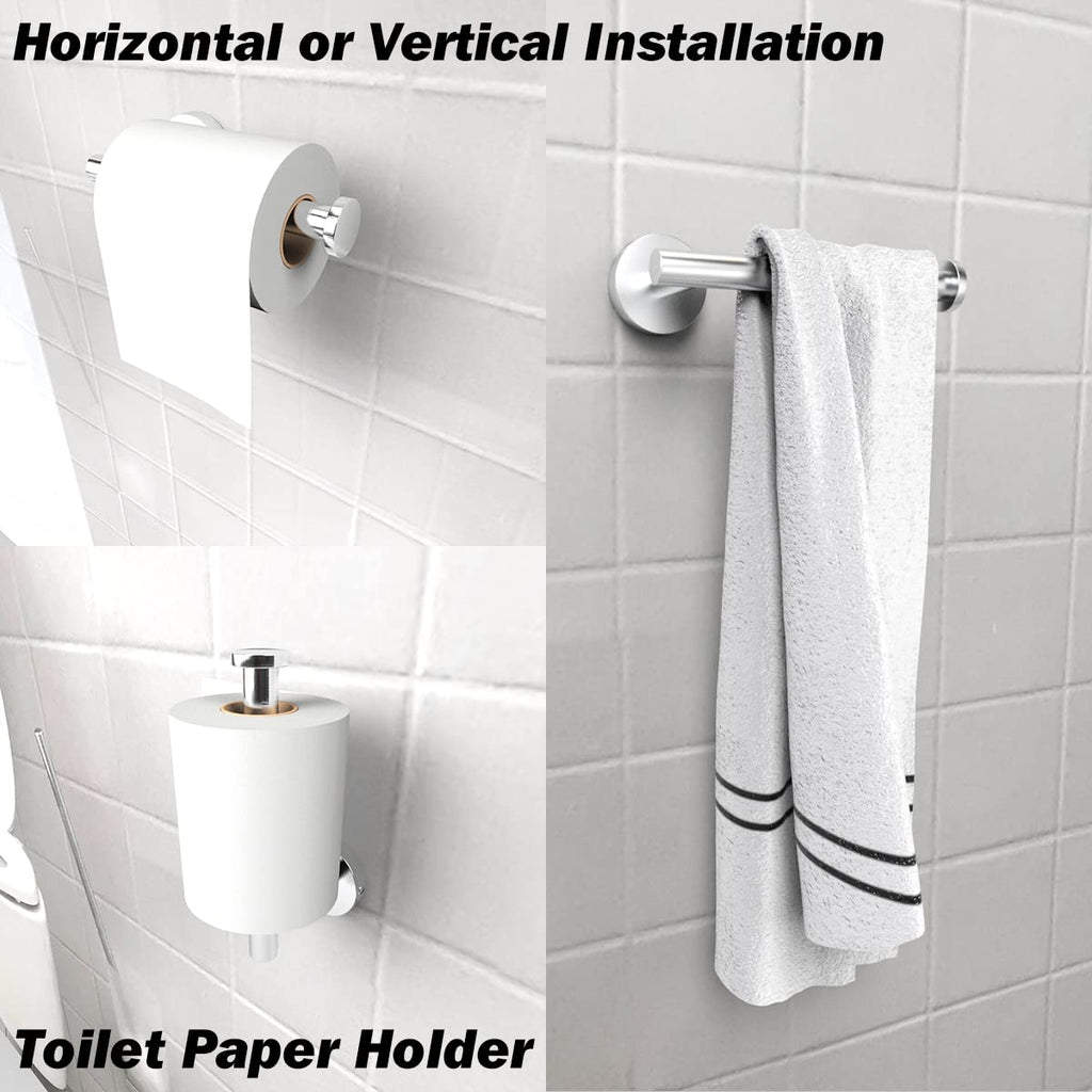 AUHSSAN Toilet Paper Holder and Towel Ring, 2Pcs Bathroom Accessories Hardware Set Wall Mounted Hand Towel Holder Thicken SUS 304 Stainless Steel Brushed Nickel