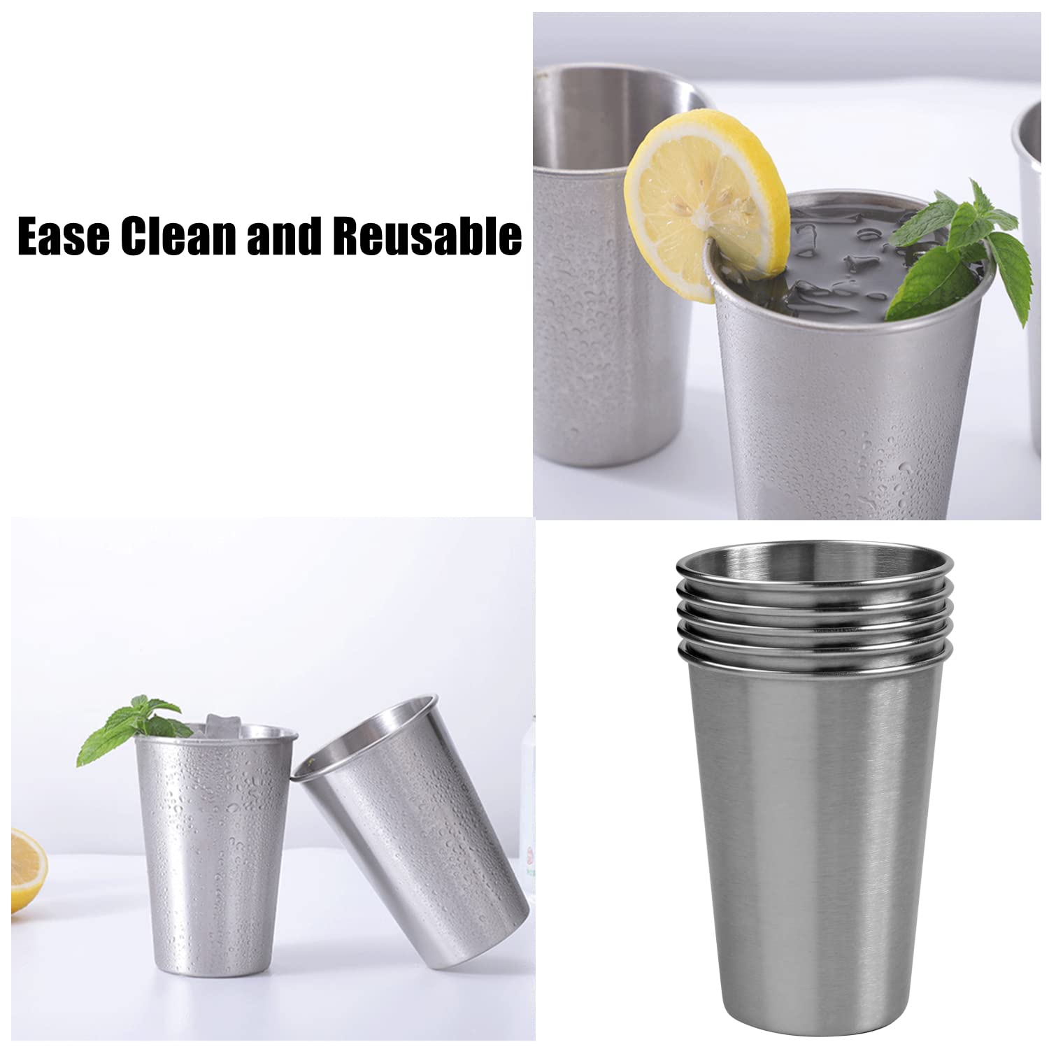 CAMBUY Stainless Steel Cups 18 oz Unbreakable and Reusable Drinking Cups Eco-Friendly Healthy Tumbler Set for Milk Juice and Water Dishwasher Safe (5 Pcs)