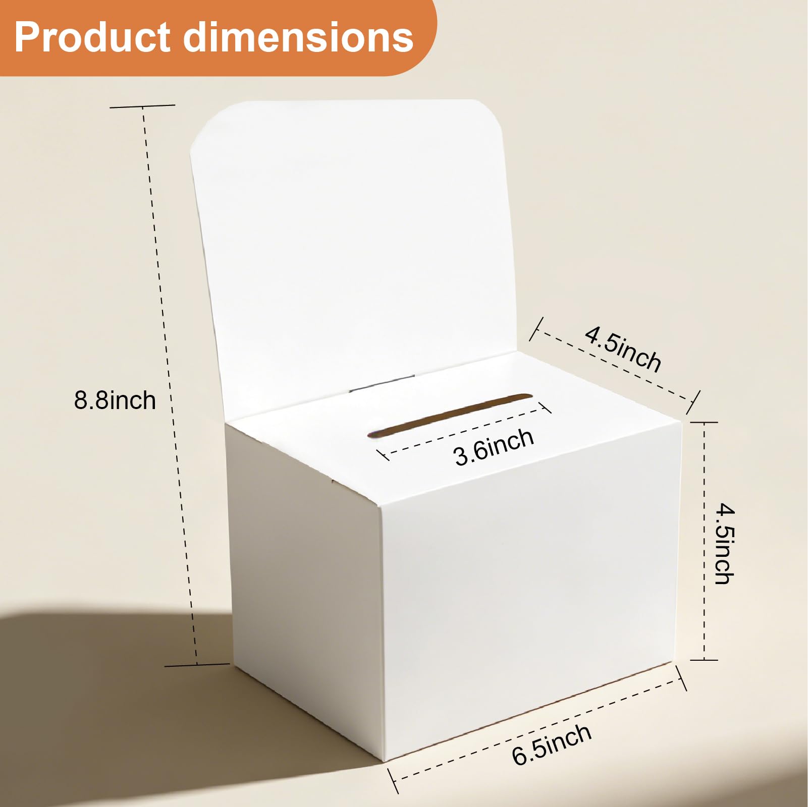 rzoixuur 36 Pack Suggestion box，Raffle boxes with slot，Donation boxes for fundraising，White cardboard boxes6.5x4.5x4.5Inch，Ballot box with slot，For Collecting Business Card Voting Contest