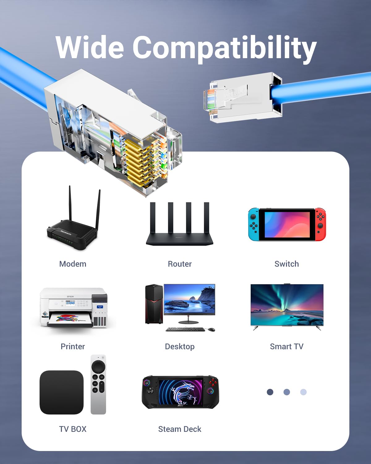VCE Shielded RJ45 Pass Through Connectors Cat6 50-Pack, Ethernet Crimp Modular Plug for Cat6/Cat5/Cat5e STP & UTP Network Cable,Interference-Resistant