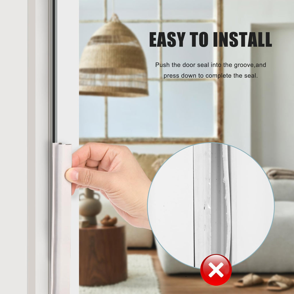 Jucoan 40 Ft Door Weather Stripping Seal Strip, Soundproof V-Shaped Foam Weatherstripping Kerf Door Seal Strip for Exterior Door Frame Window, Easy Card Slot Installation