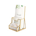 Feyarl Gold Glass Brochure Holder Pamphlets Cards Literature Holder Flyer for 4" Trifold Holder Glass Display Stand with Business Card Holder for Brochures Magazines Literatures Display