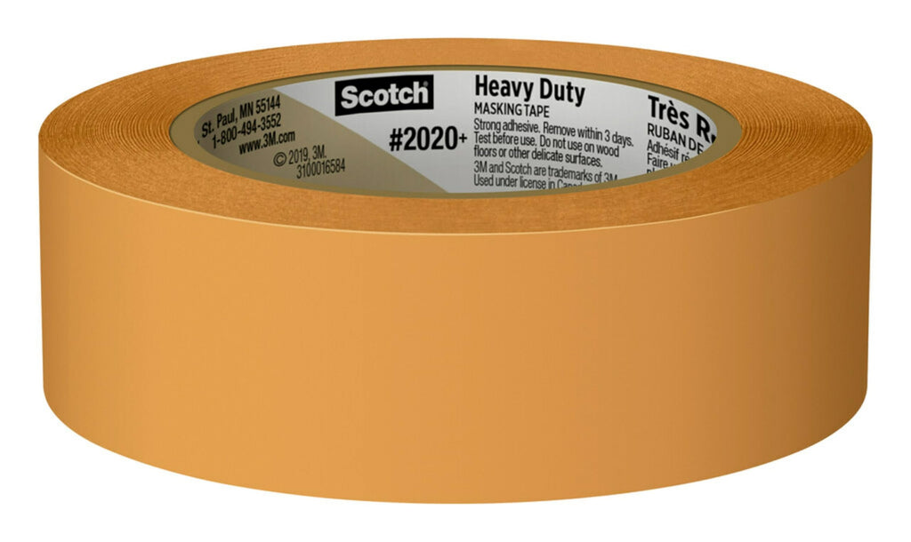 Scotch Heavy Duty Painter's Tape, 4 Rolls, 1.41 in x 60.1 yd, for Use On Vinyl, Carpet, Metal, & Plastic, Indoor & Outdoor Masking Tape, Bonds Aggressively, 3-Day Clean Removal (2020+-36AP4)