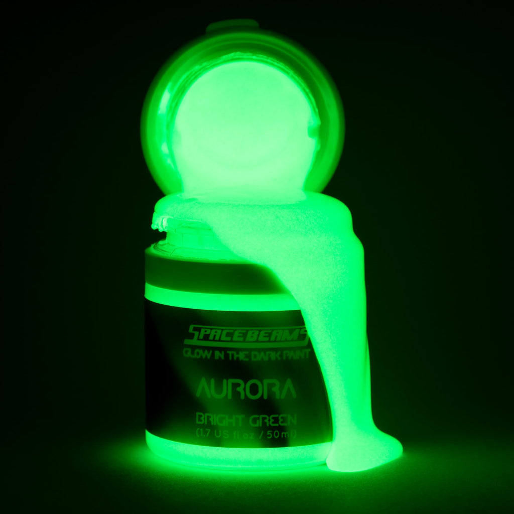 SpaceBeams Aurora Glow in the Dark Paint (50ml) Bright Green, Non-Toxic, Water Based