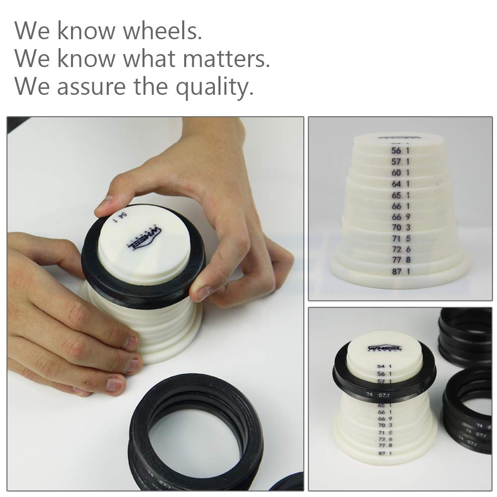WHEEL CONNECT Hub Centric Rings, 106 to 87.1, Set of 4, ABS Plastic Hubrings, O.D:106 (106.1) - I.D:87.1mm.