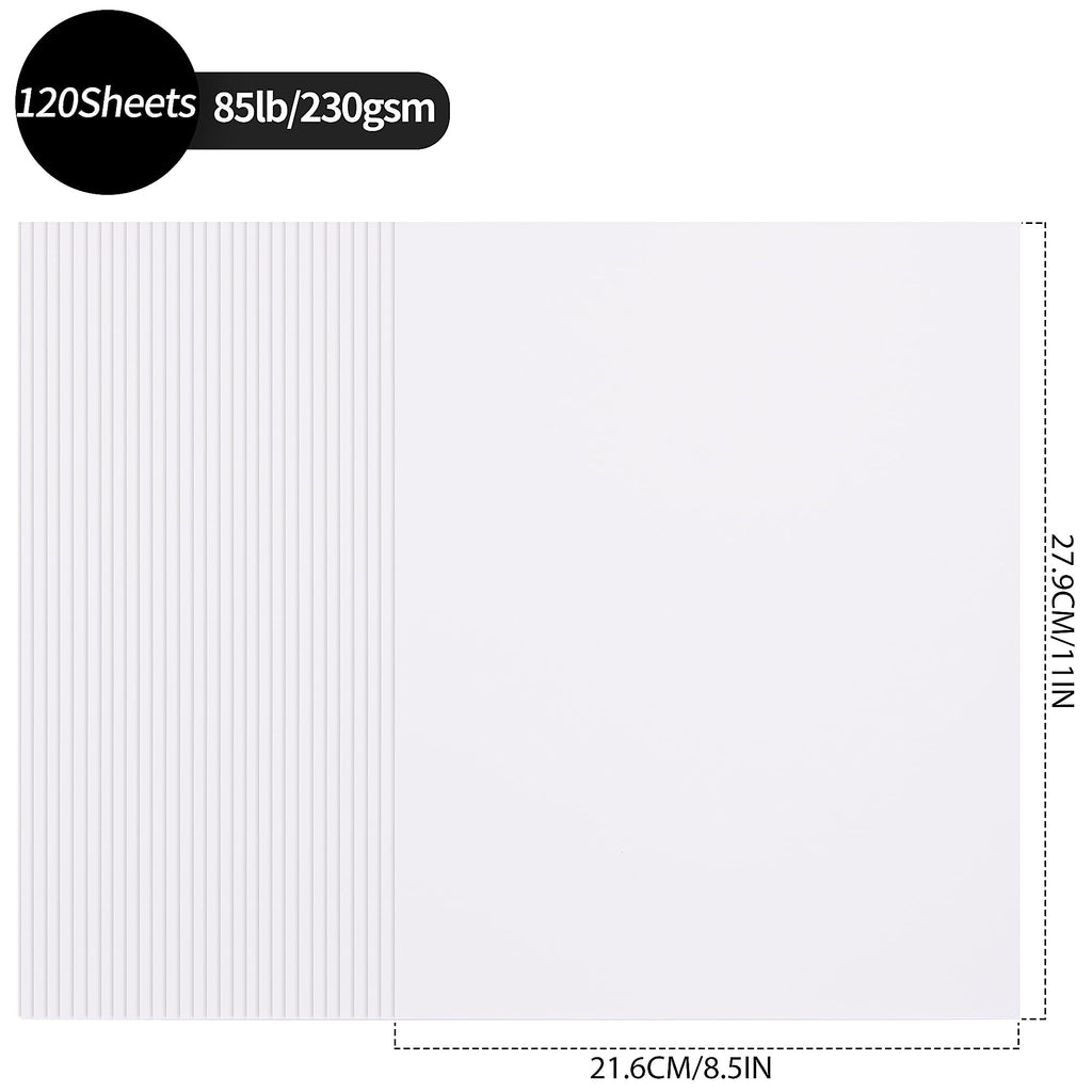 120 Sheets White Cardstock - 8.5” x 11” Letter Size Cover Card Stock 85lb Heavyweight Paper Thick Paper for Scrapbooking, Crafts, Business Cards, Invitations PAP03WH
