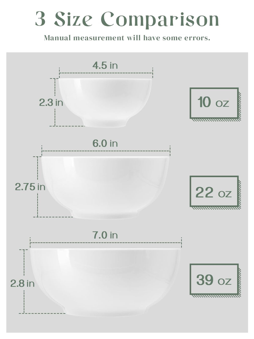 DOWAN Soup Bowls, Ceramic Cereal Bowls, 22 Ounce Bowl Set of 4, Sturdy & Stackable, Dishwasher & Microwave Safe, White Bowls for Rice Pasta Salad Oatmeal Mixing