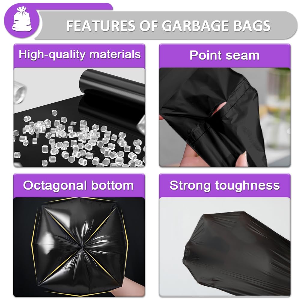 160 Counts Small Garbage Bags 3 Gallon Bathroom Garbage Bags Strong Thicken Strong Compost Bags Anti-Drip Unscented Kitchen Trash Bag for Bedroom,Toilet, Living Room, Office, Fit 10-15l Bin, Black