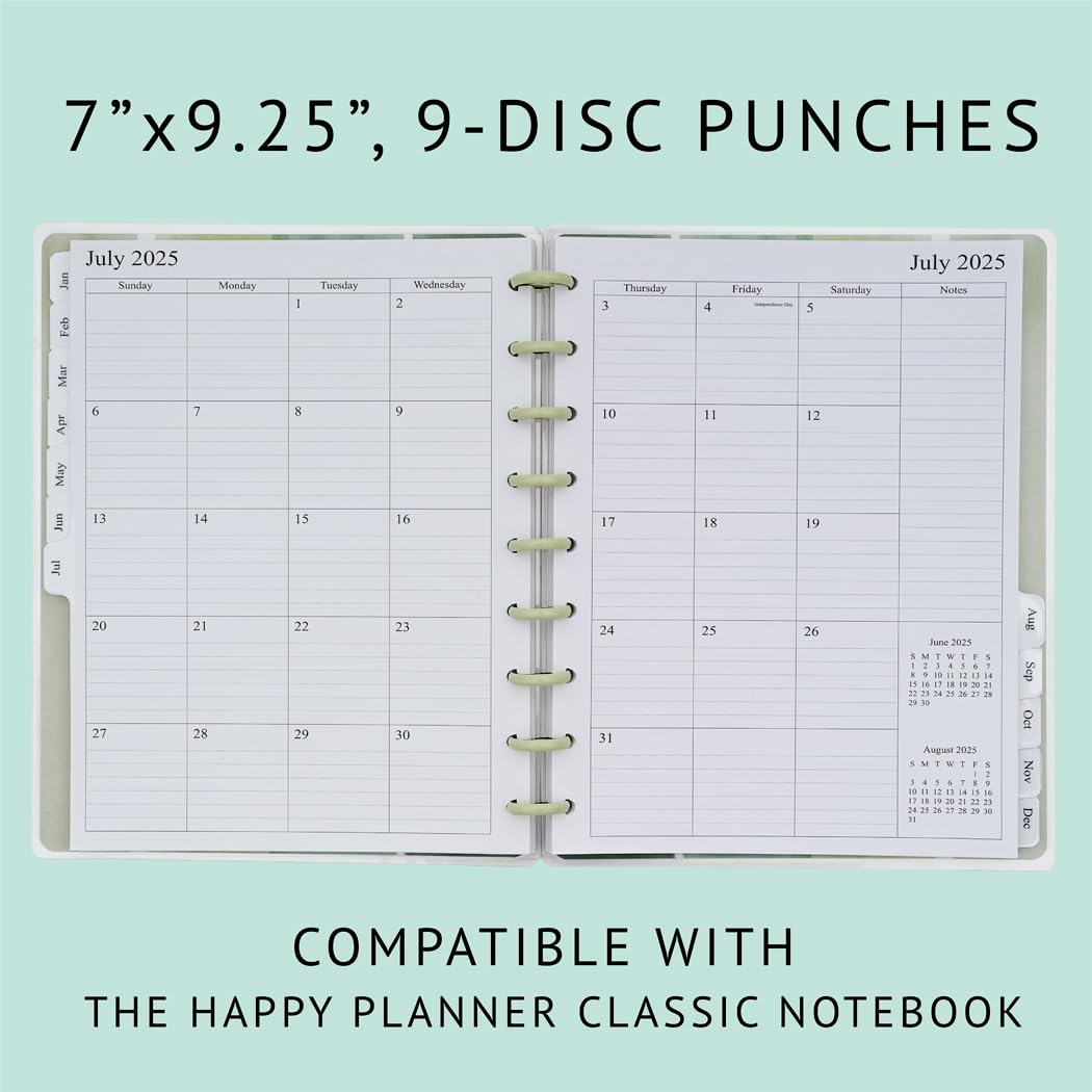 newestor 2026-2027 Planner Refills for Happy Planner Classic Size, Monthly Pages, Apri 2026 - Dec 2027, 9-Disc Punched, 7" x 9-1/4"