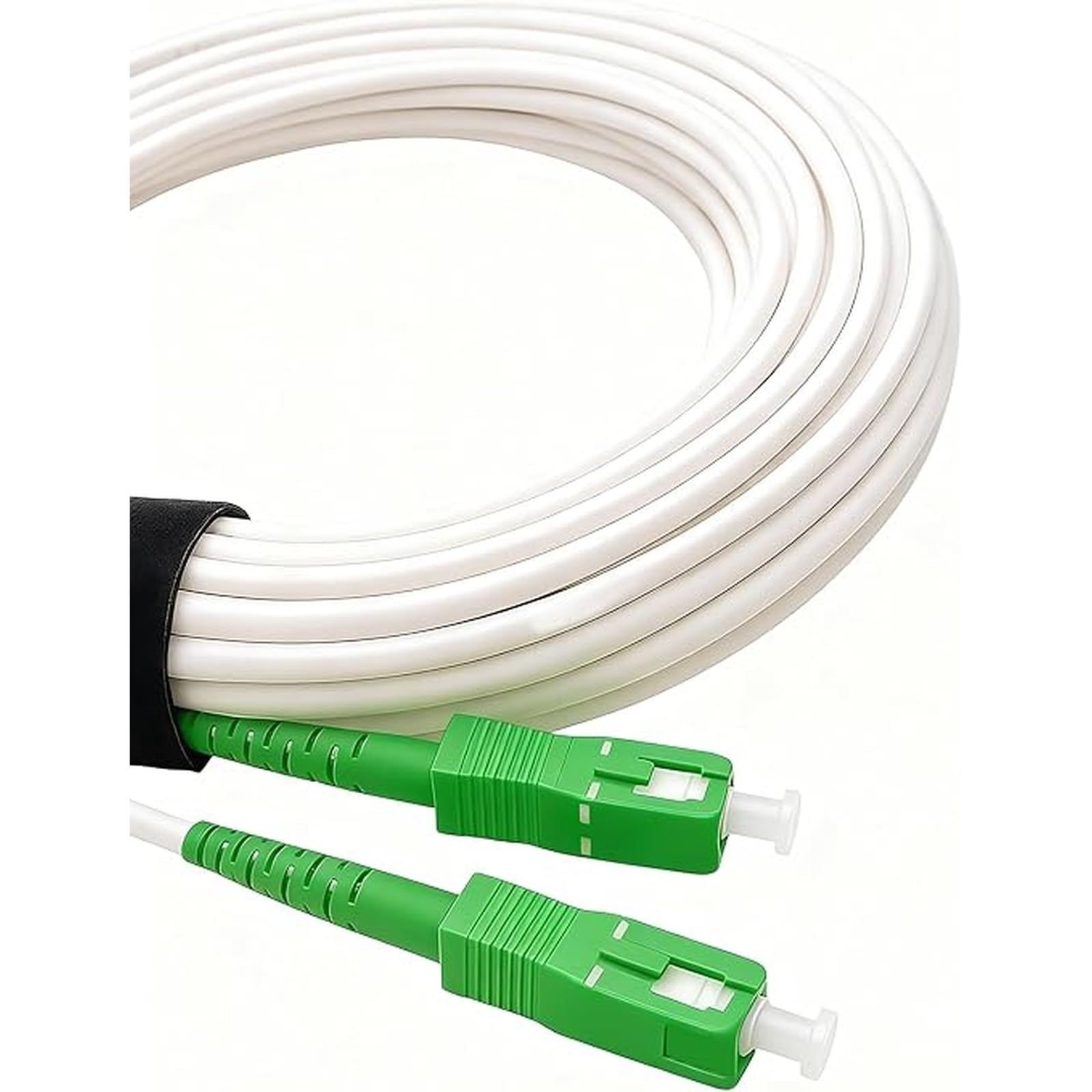 Elfcam® - 10m/32.81ft Fiber Optic Cable SCA to SCA Simplex Singlemode 9/125μm LSZH, Compatible with FTTH Cables, Rogers, Bell and Telus, White Color, 10 Meters