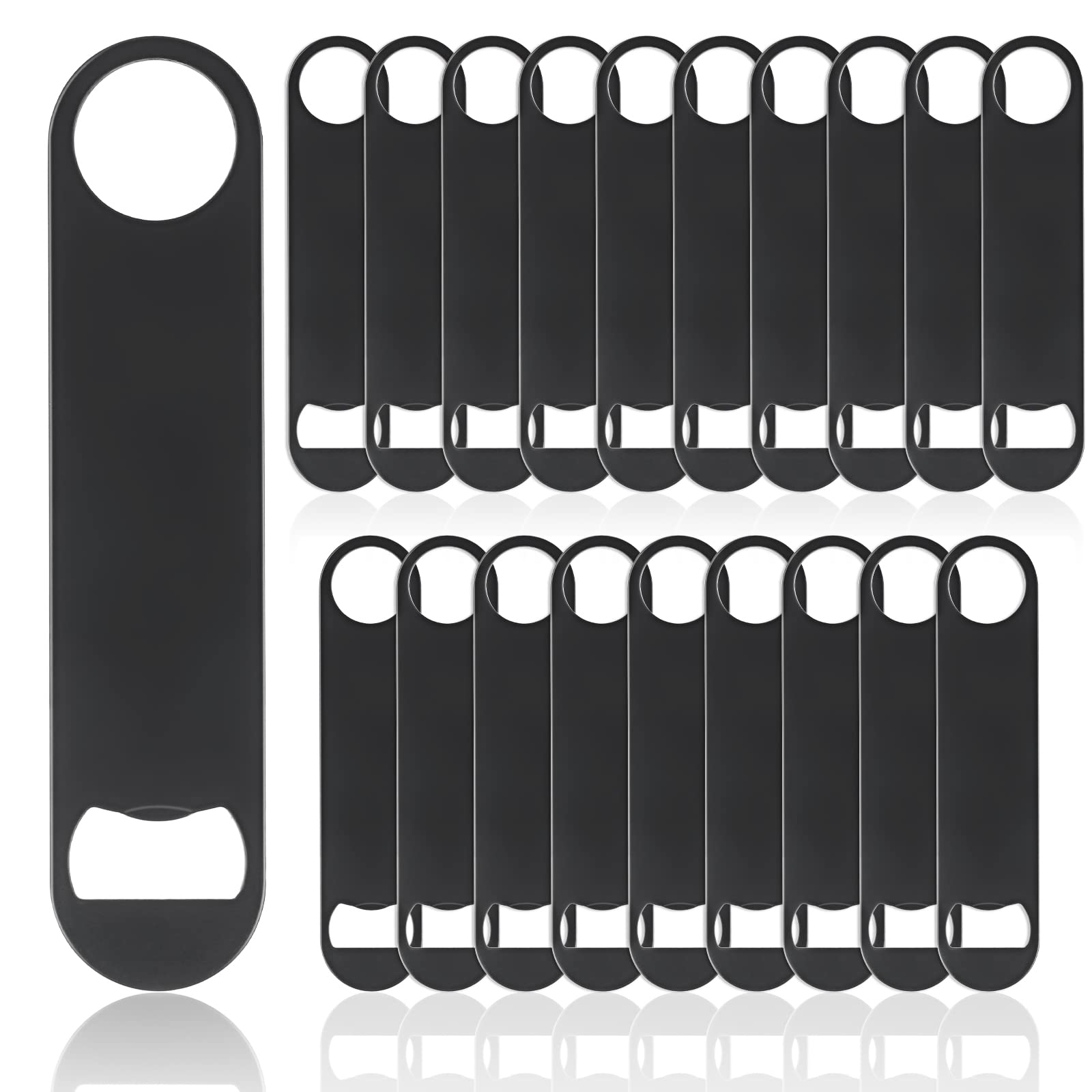 QTLCOHD 20 Pack Flat Bottle Opener 7 Inch Stainless Steel Bottle Openers Bulk Black Beer Bottle Opener Bartender for Kitchen Bar or Restaurant