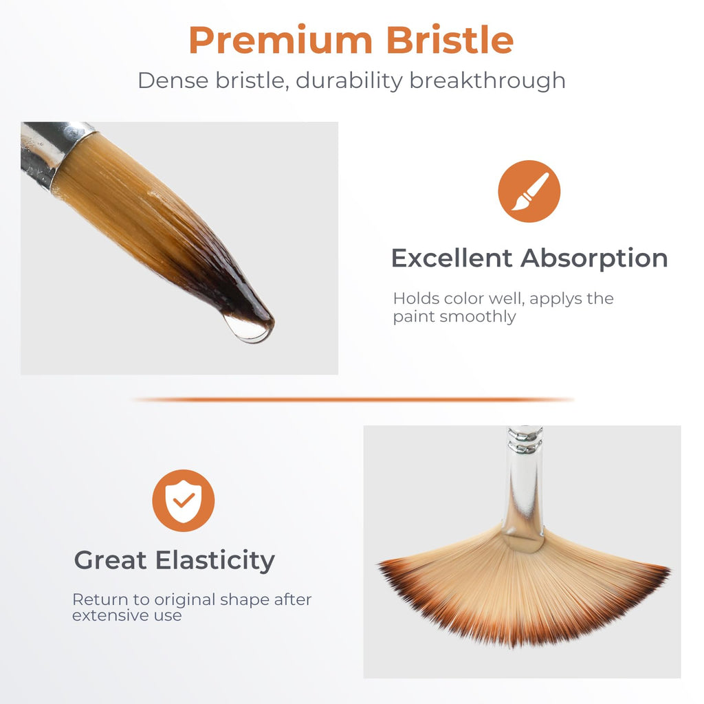 Nicpro 30pcs Paint Brush Set, Professional Paintbrushes with Paint Spatula, Craft Paint Brushes for Acrylic Painting, Oil, Watercolor, Gouache, Art Supplies for Artists and Beginners