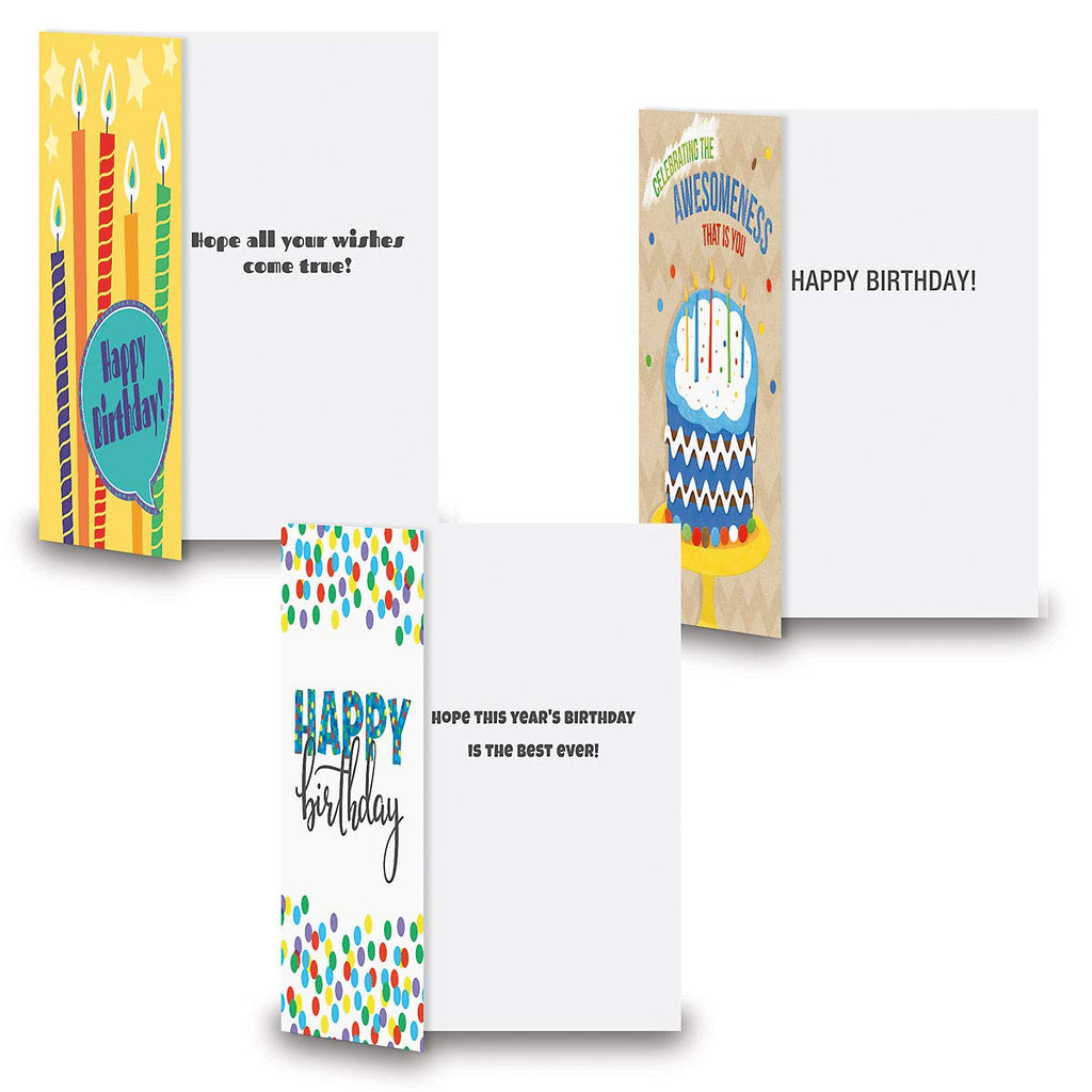 Current Mega Happy Birthday Greeting Card Value Pack – Set of 36 (18 Designs), Large 5 x 7 inches, Envelopes Included