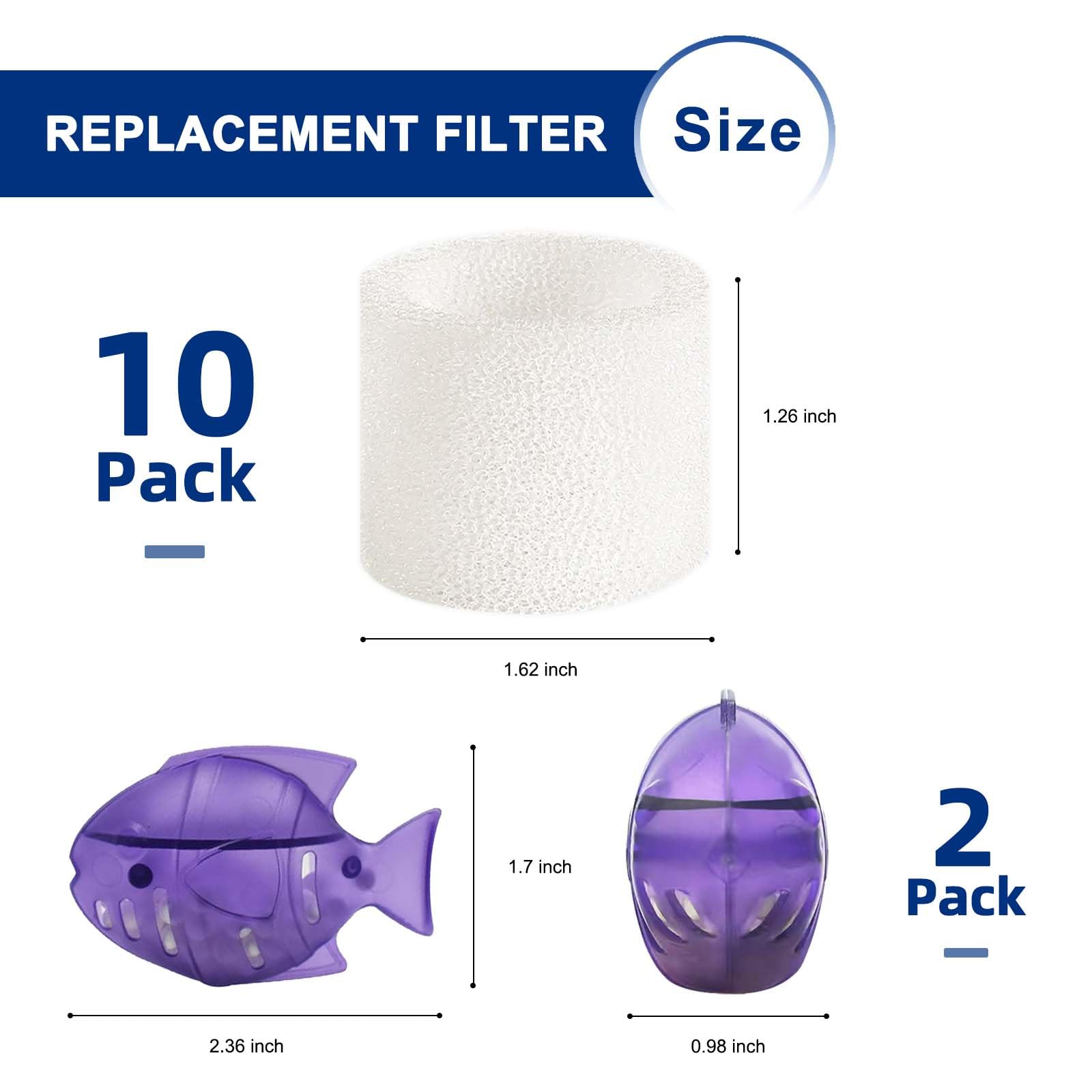 Top Fill Humidifier Replacement Filter Compatible with Levoit Dual150 Dual200S Classic160 Classic300 Classic300S LV600S LV600HH OasisMist450S OasisMist600S Superior 6000S - 10 Filters and 2 Clean Fish