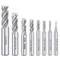 In-tool-home 1/8" 3/16" 1/4" 5/16" 3/8" 1/2" high Speed Steel HSS 4 Flute Straight End Mill Cutter Set of 8