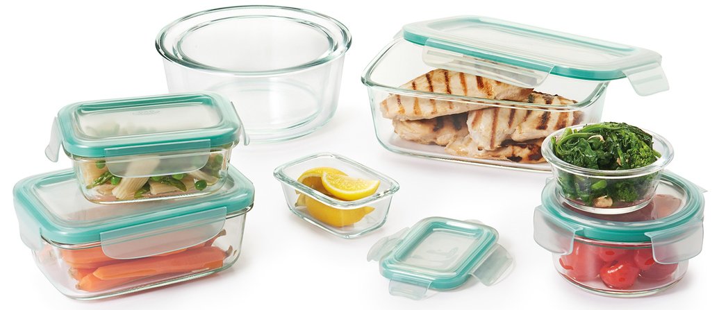 OXO Good Grips 3.5 Cup SNAP Leak Proof Glass Rectangle Food Storage Container, Clear