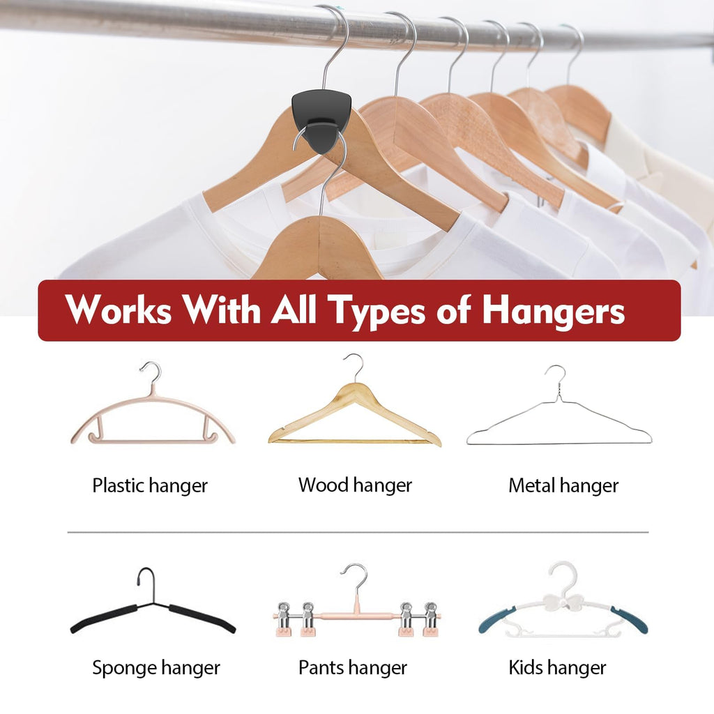 Latoxcaa Space Saving Hanger Hooks 30Pcs, Upgrade Heavy Duty Space Saver Hangers Connector Hooks for Clothes, Premium Hanging Closet Organizer for Dorm, Ganchos para Colgar Ropa, Black
