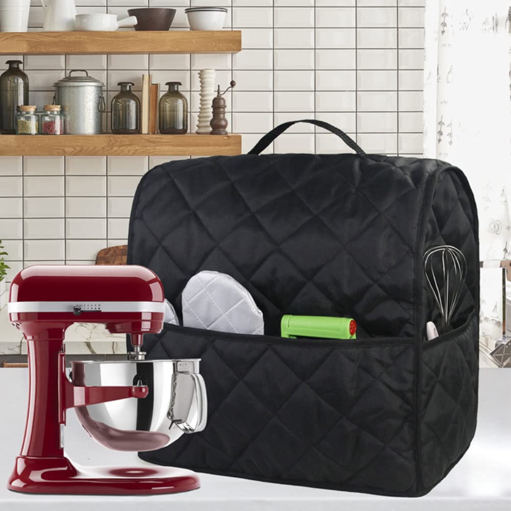 ZUYYON Stand Mixer Dust Proof Cover, Kitchen Mixer Accessories with Pockets and Handle, Fits for Bowl Lift 4.5-Quart and 5-Quart, Waterproof(Black)