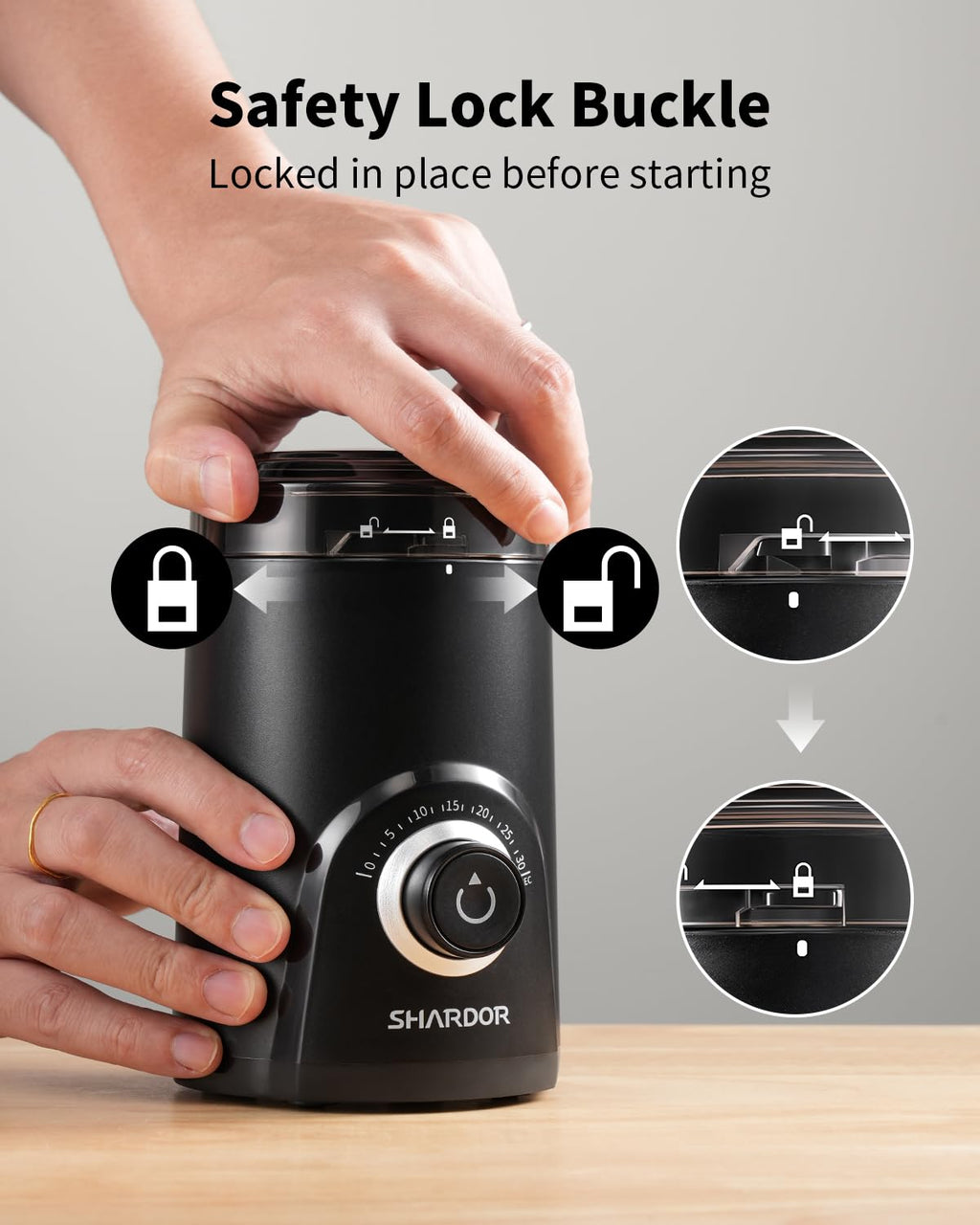 SHARDOR Super Silent Blade Coffee Grinder Electric, Timed Grind Control Rotary Knob, Adjustable Coarse to Fine for Coffee Beans, Spices & Herbs, Black
