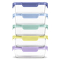 Ello 3.4 Cup 10Pc, 5 Pack Glass Meal Prep Sets Leak-Proof Glass Food Storage Containers with Airtight BPA-Free Plastic Lids, Dishwasher, Microwave, and Freezer Safe