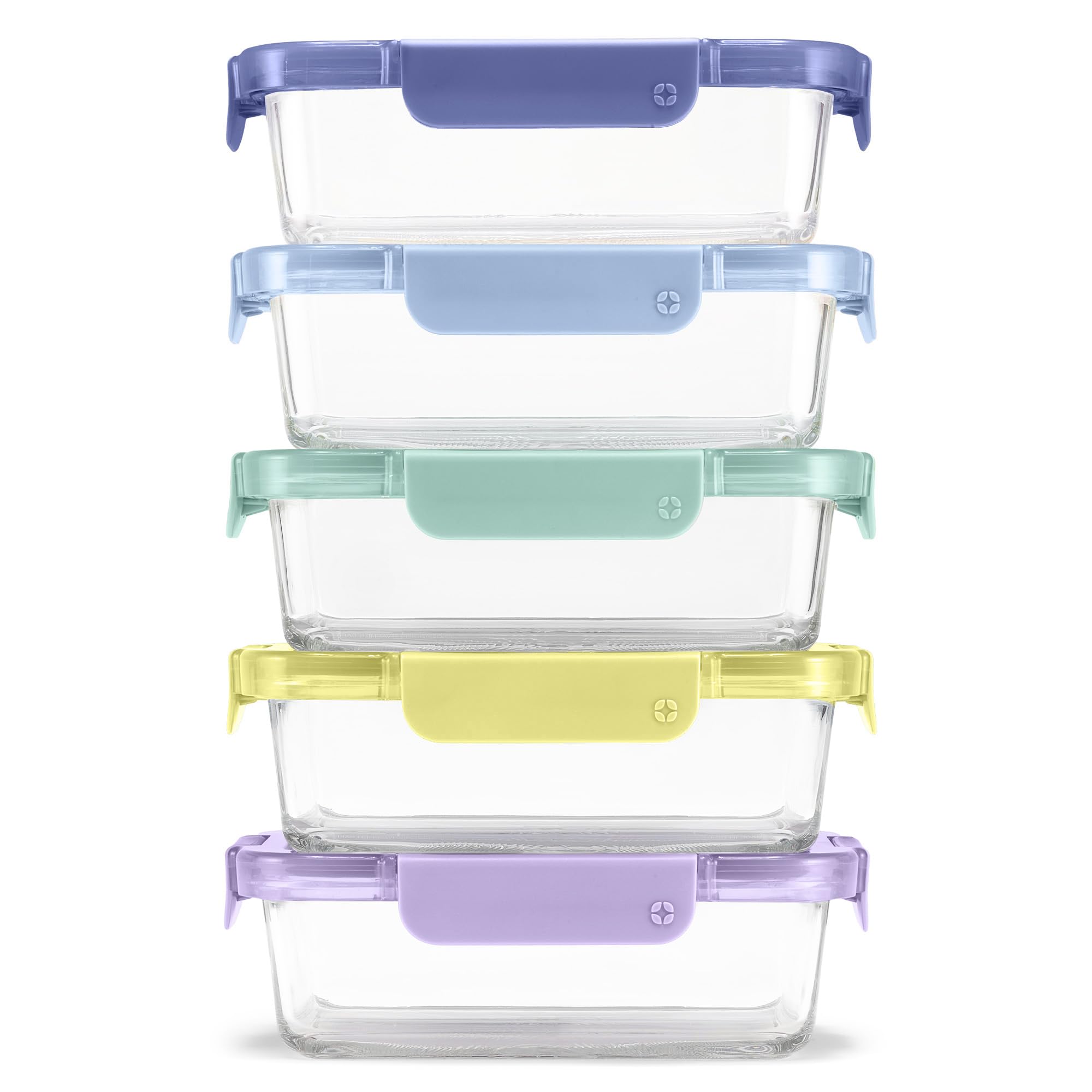 Ello 3.4 Cup 10Pc, 5 Pack Glass Meal Prep Sets Leak-Proof Glass Food Storage Containers with Airtight BPA-Free Plastic Lids, Dishwasher, Microwave, and Freezer Safe