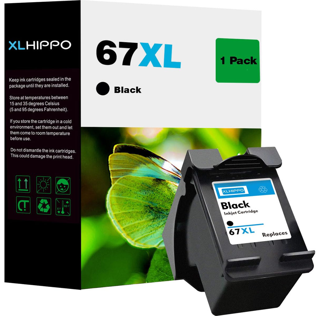 67XL Black Ink Cartridge Replacement for HP 67 XL Black HP 67 Black Ink Cartridge, HP Ink 67 Fit for DeskJet 2855e 2827e 2755e 2755 2700 Plus 4255e 4155e 4152 Envy 6455e 6455 6055e 6000 Series Printer