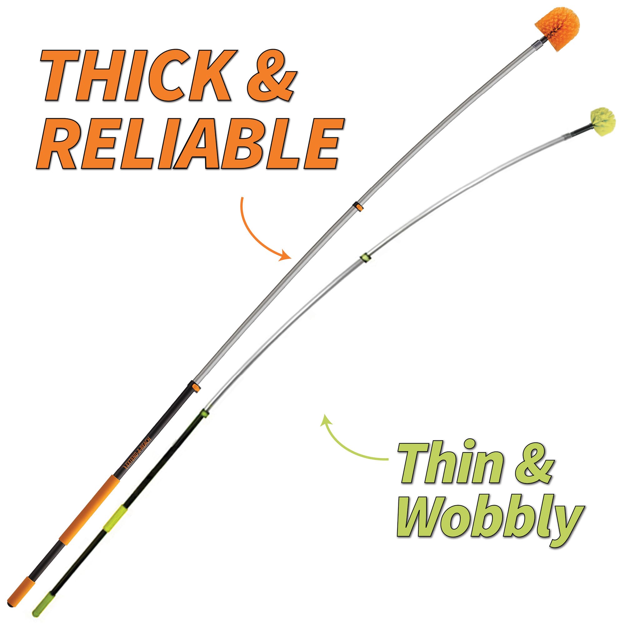 4-12 ft Long Telescopic Extension Pole // Multi-Purpose Extendable Pole with Universal Twist-on Metal Tip // Lightweight and Sturdy // Best Telescoping Pole for Painting, Dusting and Window Cleaning