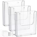 Suwimut 3 Pack Acrylic Brochure Holder, 8.5 x 11 Inch Brochure Holder Wall Mount, Clear Literature Organizer Pamphlet Flyer Display Plastic Magazine Holders for Wall